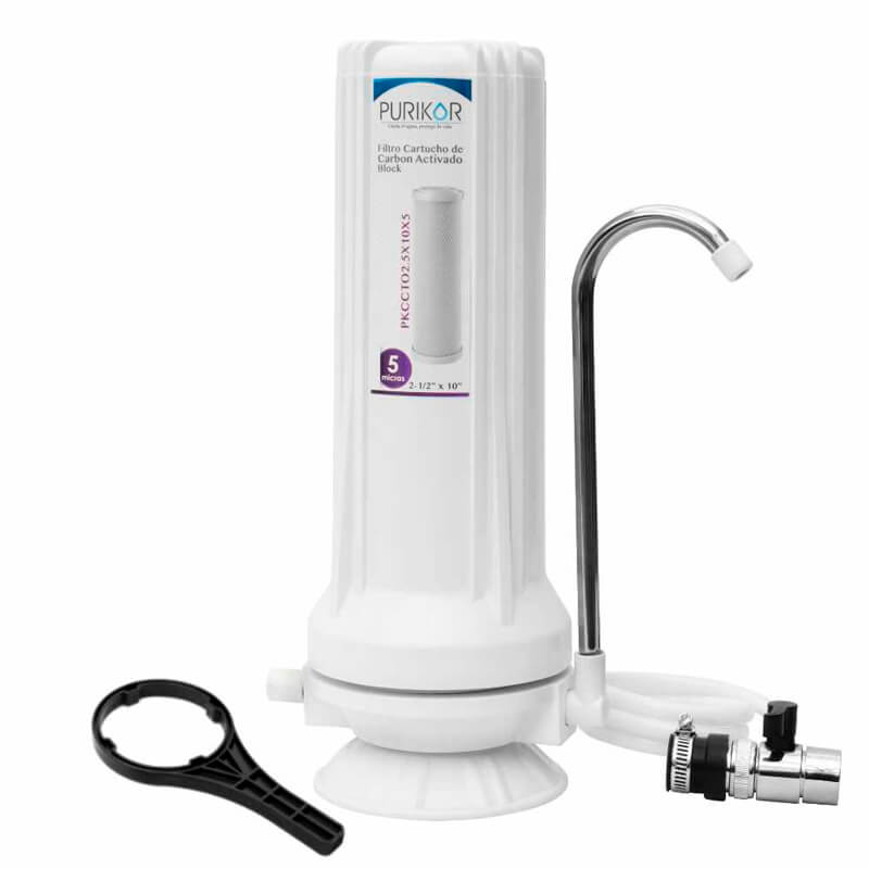 Sistema de filtración básica POU Purikor de 1 etapa y filtración de 5 micras para flujo MAX de 0.5 GPM